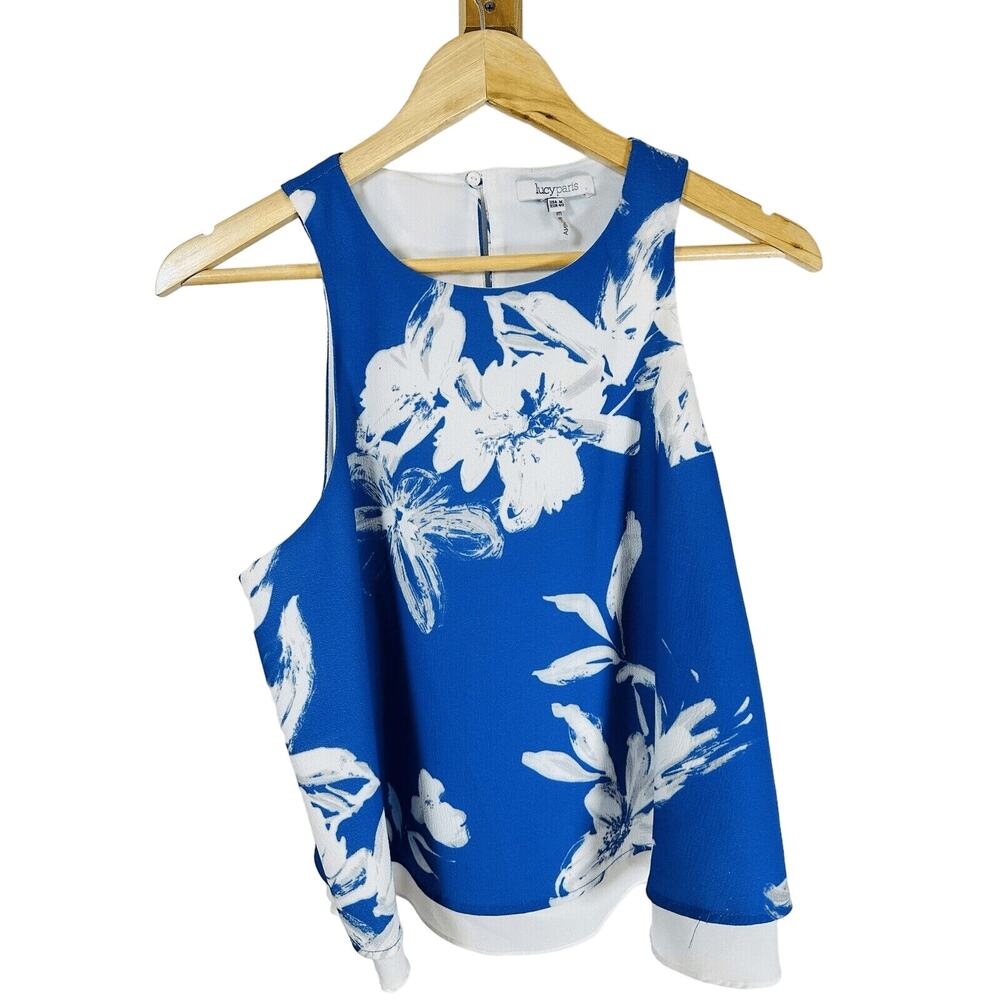 Lucy Paris blue floral‎ swing top Sleeveless Lined Woman’s Medium GUC